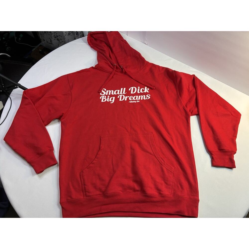 Small Dick Big Dreams Hoodie Large Red Funny Meme Graphic Sweatshirt Mens L